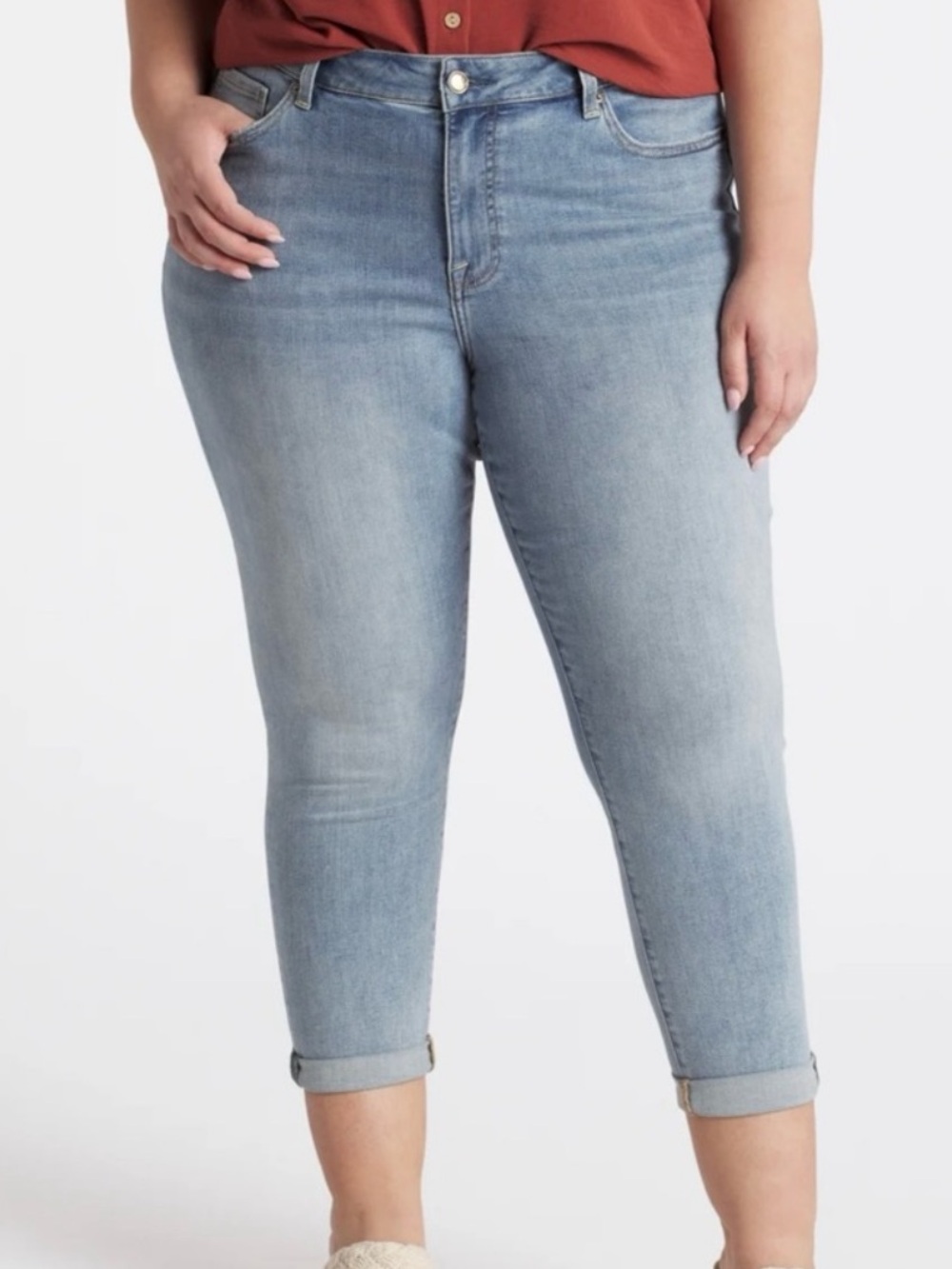 Cosmic blue love Rowena cuffed capri skinny Jean
